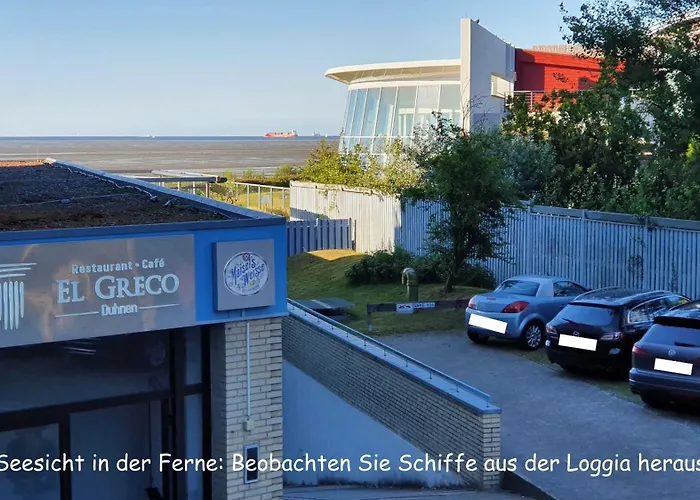 Apartment 103 im Haus Seehütte direkt am Strand in Cuxhaven Duhnen mit Seesicht in der Ferne